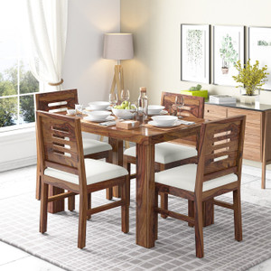 shree jeen mata enterprises sheesham wood 4 seater dining wooden table chair set living room dining set  solid wood 4 seater dining set