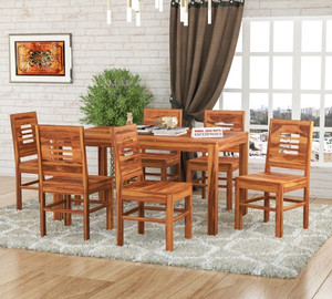 shree jeen mata enterprises sheesham wood 6 seater dining wooden table chair set living room dining set  solid wood 6 seater dining set