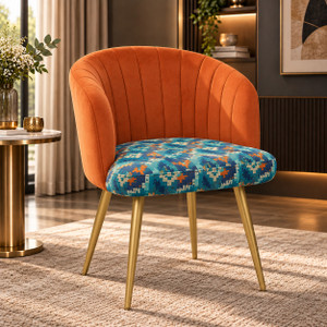 shree raj furniture alto plush accent chair for cafe  resturant velvet fabric dining chair