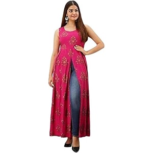 women39s rayon front slit kurta pink 2x_l
