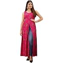 Women's Rayon Front Slit Kurta (Pink, l)