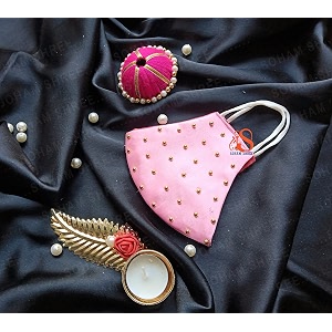 shree shree fashion wedding special cloth face mask - washable light weight satin - cotton masks pink