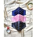 Shree Shree Fashion WEDDING SPECIAL Cloth Face Mask - Washable Light Weight Satin - Cotton Masks (PINK-BLUE-GRAY COMBO)
