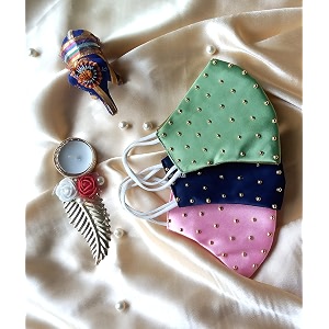fashion unisex wedding special washable light weight satin cotton cloth face mask green-blue-pink