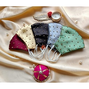 fashion unisex wedding special washable light weight satin cotton cloth face mask maroon-golden-black-gray-green