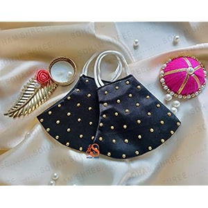 fashion wedding special unisex cotton satin washable reusable light weight cloth face mask without valve black