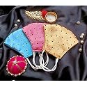 Shree Shree traders Fashion WEDDING SPECIAL Unisex Washable Light Weight Reusable Satin - Cotton Cloth Face Mask Without Valve (SKYBLUE-PINK-GOLDEN)