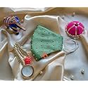 Unisex Fashion Wedding Special Washable Reusable Light Weight Satin Cotton Cloth Face Mask Without Valve (Green).