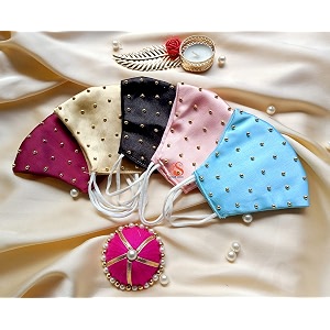 unisex satin washable light weight reusable cloth face mask without valve maroon-golden-black-pink-sky blue