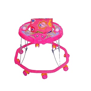 shree shyam art lightweight and transportable adjustable red ganesha walker for baby kids pink