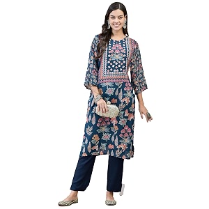 Shree Women Liva Rayon White Floral Print