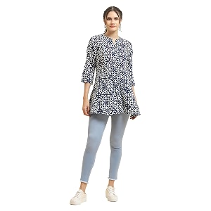 shree women liva rayon white floral print kurta