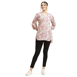 Shree Women Liva Rayon White Floral Print