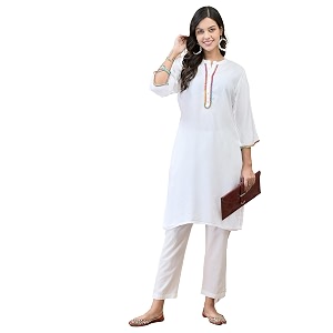 Shree Women Liva Rayon White Floral Print