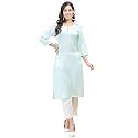 Shree Women Liva (Rayon) White Floral Print Kurta