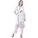 Shree Women Liva Rayon White Floral Print