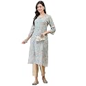 Shree Women Liva (Rayon) White Floral Print Kurta