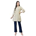 Shree Women Liva Rayon White Floral Print