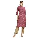 Shree Women Liva (Rayon) White Floral Print Kurta