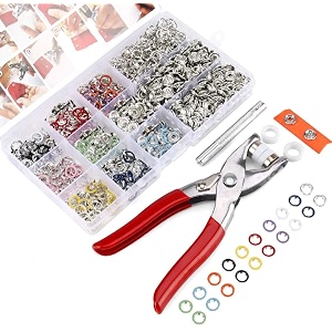 shreeji 200 set metal prong hollow and solid snaps buttons fasteners kit with pliers press tool for sewing and crafting