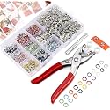 Shreeji 200 Set Metal Prong Hollow and Solid Snaps Buttons Fasteners Kit With Pliers Press Tool for Sewing and Crafting