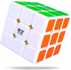 shreenik qiyi 3 x 3 white base stickered speed cube
