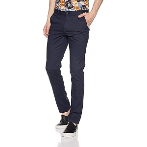 ShreeRam Slim Fit Men NavyBlue Cotton Lycra
