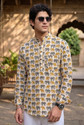 shreeravitex Animal Print Linen Blend Straight Kurta