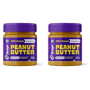 shrego all natural peanut butter 325 g crunchy dark roast 100 peanuts natural unsweetened high in protein spread vegan peanut butter nut butter 325 g crunchy pack of 2