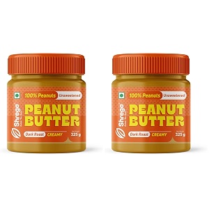 shrego all natural peanut butter 325 g creamy dark roast 100 peanuts natural unsweetened high in protein spread vegan peanut butter nut butter 325 g creamy pack of 2