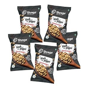 shrego black pepper roasted peanuts healthy namkeen and snacks pack of 5 700g 5x140g