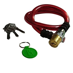 shrenik cycle lock for bicycle bike helmet luggage steel strong wire cable lock multipurpose 3 key lock red