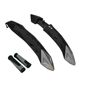shrenik cycle mudguard grip set combo compatible 24 26 inch cycles flying bicycle fender plastic front back  handlebar grip soft rubber non toxic 125cm multicolor grey