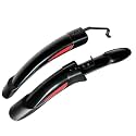 Shrenik Cycle Mudguard Plastic Compatible 26, 27.5, 29 Inch Bicycle Fender Reflective Tape Red Clip-on Front & Rear Set with Metal Caliper Fittings