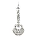 Shreyadzines Silver Plated Traditional Pearls Embellished Statement Design Oxidized Maang Tikka/Maang Tika for Women and Girls Pack of 1
