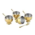 Shri & Sam High Grade Stainless Steel Ice Cream Bowl Set with Gold PVD Coating,4 Pcs Forte,8.7 cm