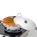 Shri &amp; Sam Stainless Steel 6.6 Litre Triply Deep Pro Light Weight Hammered Kadhai with Lid, 35 cm, 2404 Grams