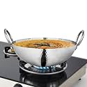 Shri & Sam Stainless Steel 6.6 Litre Triply Deep Pro Light Weight Hammered Kadhai, 35 cm, 1750 Grams