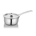 Shri &amp; Sam Stainless Steel Platinum Hammered Heavy Weight Sauce Pan, 14 cm