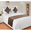 Premium Velvet 210 TC Quilted Set Of Bed Runner (16 X 96 Inches) And 2 Pillow Covers (16 X 16 Inches) Combo Set- Brown
