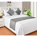 Premium Velvet Quilted Set of Bed Runner (16 x 96 inches) and 2 Cushion Covers (16 x 16 inches) Combo Set- Grey