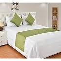Premium Velvet Quilted Set of Bed Runner (16 x 96 inches) and 2 Cushion Covers (16 x 16 inches) Combo Set- Light Green