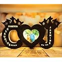 Wooden Table With LED Lamp | Customised Home Décor | Alphabet With Your Name &amp; Photo | Personalised Couple Name Stand