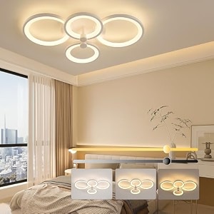 aluminium 36w dimmable ceiling light for living room 3-color round led ceiling light with remote control flush mount lighting fixture with 4 white rings for living room bedroom