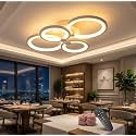 Aluminium 36W Dimmable Ceiling Light for Living Room, 3-Color Round LED Ceiling Light with Remote Control, Flush Mount Lighting Fixture with 4 White Rings for Living Room Bedroom
