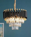 Shri Mahal Antiques 400 MM Black Crystal Big Size Jhumar Ceiling Light For Living Room/Hall/Bed Room Chandelier Ceiling Lamp