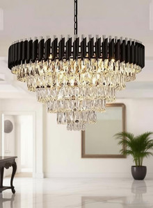 shri mahal antiques crystal black gold polish metal 600mm chandelier hanging ceiling pendant jhoomer chandelier ceiling lamp