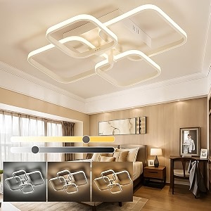 led ceiling light with remote control white acrylic modern 3-color ceiling light flush mount for living room bedroom 58x45x12cm