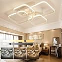 LED Ceiling Light with Remote Control, White Acrylic Modern 3-Color Ceiling Light Flush Mount for Living Room, Bedroom, 58x45x12cm