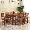 SHRI MINTU'S ART Wooden 6 Seater Dining Table Set Solid Wood 6 Seater Dining Set (Finish Color -E-Honey Finish(Printed), DIY(Do-It-Yourself))